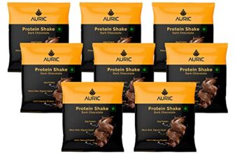 Auric Vegan Protein Powder For Men & Women | Meal Replacement Shake For Muscle Support (Dark Chocolate Flavor) | Helps In Weight Management | 8 Sachet | 21G Plant Protein & 6G Bcaa In Every Sachet