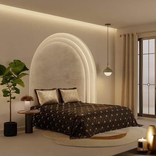 Stoa Paris Bedsheets For King Size Bed, Ultra Satin Bedding Set, 300 Tc Luxury Bedsheet With 2 Pillow Covers, Ideal For Festive Gifting & Home Makeover, Lumiere Collection – Black, Golden