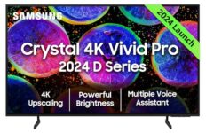 Samsung 108 Cm (43 Inches) D Series Crystal 4K Vivid Pro Ultra Hd Smart Led Tv Ua43Due77Aklxl (Black)