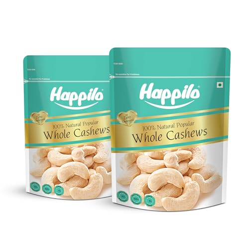 Happilo Natural Popular Whole Cashews 400G (Pack Of 2), Healthy Snack, Source Of Protein, Vitamin & Minerals, No Preservatives