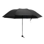 Kuber Industries 3 Fold Manual Umbrella | Windproof, Sunproof & Rainproof | With Polyester Canopy, Sturdy Steel Shaft & Wrist Straps | Easy To Hold & Carry | Umbrella For Women, Men & Kids |Black