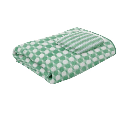 Status Contract Microfiber Towels For Bath-Soft Coral Fleece Towel With Hook Quick Dry Super Absorbent-Stripes Bath Towel For Men And Women-70 X 140 Cm And Hand Towel 40X60Cm (Green)