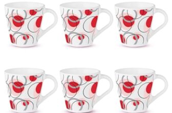 Larah By Borosil Novelty Series Leela Opalware Mug, Set Of 6 Tea/Coffee Mugs, 160 Ml Each, Microwave & Dishwasher Safe, Bone-Ash Free, Crockery Set Ideal For Daily Use & Gifting, White
