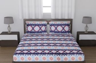 Status Contract Spring Summer Collection-2024 Cotton Rich Double Bedsheet With 2 Pillow Covers For Bed Room, Home, Hotel-120 Gsm | (Blue), 120 Tc