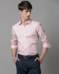 Lee Men Solid Casual Pink Shirt