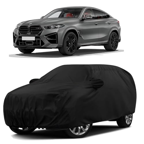 Sulfar 100% Water Resistant Car Body Cover Compatible With Mirror For Bmw X6M (Triple Stitched, Full Bottom Elastic, Black)