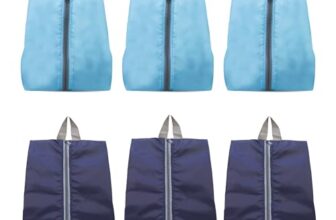 Ashtron Shoe Storage Organizer Bags Set, Water-Resistant Nylon Fabric With Sturdy Zipper For Traveling (6 Pack) (Navy Blue And Aqua Blue(Turquoise))
