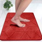 Status Contract Memory Foam Bath Mat Rug, Ultra Soft And Non-Slip Bathroom Rugs, Water Absorbent And Machine Washable Bath Rug For Bathroom, Shower, And Tub, 16″ X 24″ (Red), Rectangular