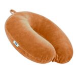 Btag Soft Fibre Filled Neck Pillow For Car, Train, Flight Travel, Neck Support Rest Pillow With Attachable Snap Strap | Pack Of 1 | Mustard Orange
