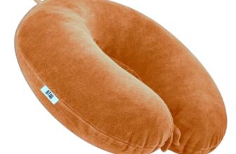 Btag Soft Fibre Filled Neck Pillow For Car, Train, Flight Travel, Neck Support Rest Pillow With Attachable Snap Strap | Pack Of 1 | Mustard Orange