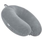 Btag Soft Fibre Filled Neck Pillow For Car, Train, Flight Travel, Neck Support Rest Pillow With Attachable Snap Strap | Pack Of 1 | Silver