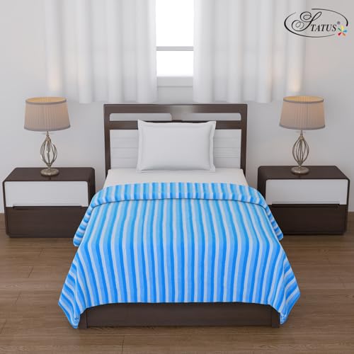 Status All Season Multipurpose Polar Fleece/Summer Ac Blanket/Single Bed Blanket/Light Weight Blanket (Blue)