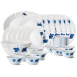 Larah By Borosil Ageria Opalware Dinner Set, 33-Pieces, White