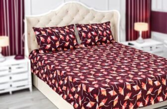 Status Contract Spring Summer Collection-2024 Cotton Rich Double Bedsheet With 2 Pillow Covers For Bed Room, Home, Hotel-120 Gsm (Maroon), 120 Tc