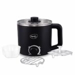 Pigeon By Stovekraft Swift Multi-Cook Kettle 1.5L, Egg Rack – Black | Double Layered | Food Grade Stainless Steel Inner Wall | Glass Lid | Auto Shut-Off