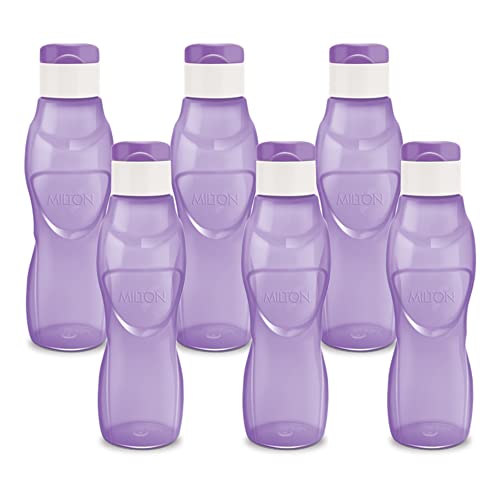 Milton Ace Flip Plastic Water Bottle Set Of 6, 1 Litre Each, Purple | Sports | Gym | Home | Kitchen | Travel Bottle | Hiking | Treking | Reusable