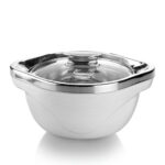 Signora Ware Royal Bliss Casserole Inside Steel With Glass Lid, 2000Ml, Set Of 1, White