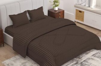 Story@Home Bedsheet Set With Comforter And Pillow 2 Cover Combo| Blanket -180Gsm & Bedsheet -300Tc | Microfiber | Brown, Stripes Pattern | Blanket Bedsheet Double Bed | Perfect For Festive Gifting