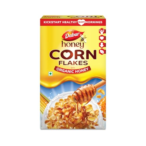 Dabur Honey Cornflakes With Organic Honey – 650G | Naturally Cholesterol Free | No Artificial Flavours, Preservatives & Colors | Non-Gmo Ingredients