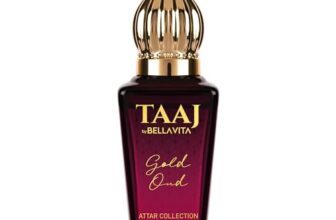 Bella Vita Luxury Taaj Gold Oud Attar With Caramel, Rose, Jasmine & Orris For Men And Women, Non-Alcoholic Roll On, Long Lasting Fragrance, 12 Ml