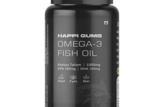 Happigums Omega 3 Fish Oil 1000 Mg | Heart, Brain & Joints | With Clinically Researched 100% Pure Oil | Helps Manage Cholesterol