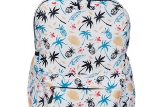 Amazon Basics 13 L Printed Laptop Backpack For Men & Women | Durable Zippers Nylon And Polyester Material | For School, College & Work | 27 L X 20 W X 35 H Cm | White