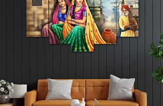 Perpetual Rajasthani Paintings For Living Room |3D Painting For Wall Decoration | Rajasthani Decoration Items | Paintings For Bedroom Set Of 5 (75X43 Cm)(Multi)