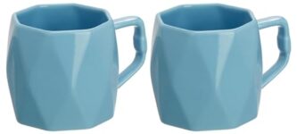 Amazon Brand – Solimo Ceramic Coffee Mugs | 100% Food Grade | Microwave Safe (380 Ml, Set Of 2, Sky Blue)