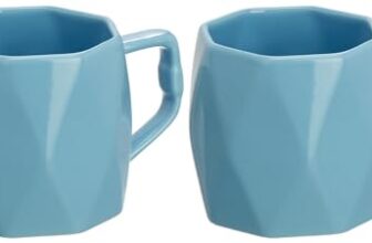 Amazon Brand – Solimo Ceramic Coffee Mugs | 100% Food Grade | Microwave Safe (380 Ml, Set Of 2, Sky Blue)