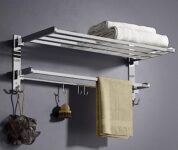 Gloxy Stainless Steel Folding 24 Inches Towel Rack For Bathroom – Durable, Stylish, Space-Saving Towel Holder & Stand – Perfect Bathroom Accessories Set For Home (24 Inch, Chrome, Foldable)