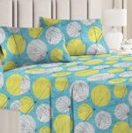 Bsb Home 3D Printed 144 Tc Microfiber Double Bedsheet With 2 King Size Pillow Covers (Maroon, White And Yellow Checks, 90X90 Inches)