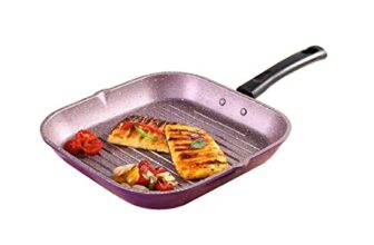 Wonderchef Valencia Non-Stick Grill Pan | Cool Touch Bakelite Handle | Pure Grade Aluminium| Pfoa Free| Size 24 Cm | 1.6 Litres Capacity | 2 Year Warranty | Purple