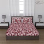 Status Contract Cotton Rich Double Bedsheet With 2 Pillow Covers For Bed Room, Home, Hotel-120 Gsm (Maroon)