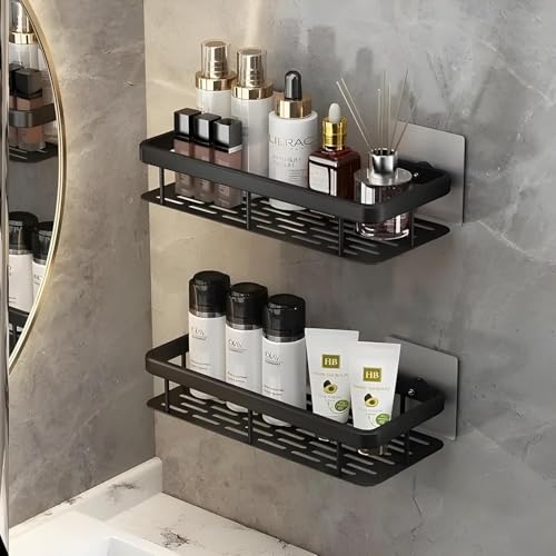 Perpetual Self – Adhesive Aluminium Bathroom Shelf For Wall, Multipurpose Wall Mounted Bathroom And Kitchen Organiser Without Drill, Space Saving Stand For Bathroom And Kitchen Wall (Pack Of 1) B