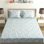 Status Contract -2025 Cotton Rich Double Bedsheet With 2 Pillow Covers For Bed Room, Home, Hotel-120 Gsm (Light Blue)