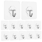 Ayssny Limo Wood Transparent Adhesive Hooks Utility Hooks 44 Lb/ 20 Kg (Max), Heavy Duty Coat Hooks Waterproof And Oilproof Reusable Seamless Hooks, Reusable Wall Hook For Bathroom & Kitchen