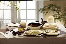 Signoraware Square Plastic Dinner Set | Set Of 36 Pcs | Plastic Dinnerware | Bpa Free | Food Grade | Unbreakable | Microwave, Dishwasher Safe | Stylish, Modern, Colourful, Affordable| Off White Maroon