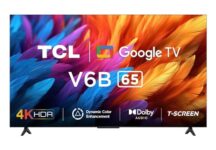 Tcl 164 Cm (65 Inches) Metallic Bezel-Less Series 4K Ultra Hd Smart Led Google Tv 65V6B (Black)