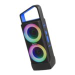 Ptron Fusion Saga 20W Bluetooth Speaker With Punchy Stereo Sound, Rgb Lights, Metal Grills, 8H Playtime, Tws Feature & Multi-Compatibility Modes-Bt5.1/Aux/Tf Card/Usb (Black/Blue)