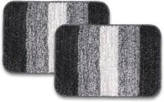 Status Microfiber Bathroom Mat(Black, Medium, Pack Of 2)