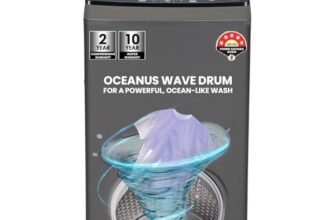 Haier 8 Kg 5 Star Oceanus Wave Technology Toughened Glass Fully Automatic Top Loading Washing Machine (Hwm80-826Dnzp, Magic Filter, Softfall, Near Zero Pressure, Titanium Grey)