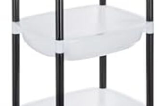 Amazon Brand – Solimo Five-Tier Multipurpose Plastic Rack For Kitchen, Living Room, Bathroom (Xl, Black And White)