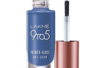 Lakmé 9 To 5 Primer + Gloss Glossy Finish Nail Colour, Indigo Ink, 6 Ml