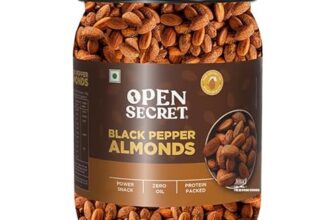 Open Secret Premium Roasted Black Pepper Almonds | 1 Kg | Dry Fruits, Badam, Almonds 1Kg, Nuts And Dry Fruits, Roasted Almonds, Diwali Gifts, Nutritious, Crunchy & Delicious Snacks (Pack Of 1)