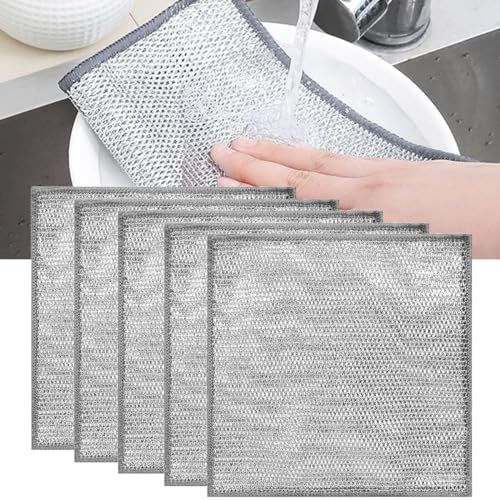 Candy Kart 10Pack Non-Scratch Wire Dishcloth & Gaps Cleaning, Multipurpose Wire Dishwashing Rags For Wet And Dry, Easy Rinsing, Reusable, Wire Cloth For Sinks, Pots, Pans (Dish Cloth Pack Of 10)