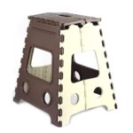 Pulgos 18-Inch Super Strong Folding Step Stool For Adults & Kids – Foldable Sitting Stool For Home, Kitchen, Garden, Travel – Durable Plastic Feces For Home Use (Brown, White) (Set Of 1 Pc)