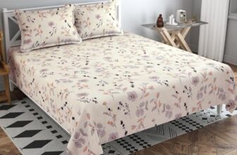 Bsb Home Premium Pure Cotton 220 Tc Flat Double Bed Bedsheets For Summer Breathable | Wrinklefree (Size-220 X 230 Cm) With 2 Pillow Covers (Size-18 X 28 Inches, Off White)