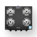 Thermador 4-Burner Gas Stove With Die Cast Alloy Manual Ignition Tornado Burner 6Mm Toughened Glass Top Lpg Compatible Isi Certified Nylon Knob Black 1 Year Warranty