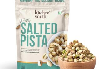 Kitchensmith Salted Roasted Pista 250 Gm | California Pistachios, Pista Dry Fruit, Tasty & Healthy Inshell Pistas| High In Protein | Gluten Free (With Shell, Air Tight Pouch)