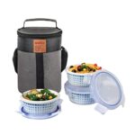 Cello Cool Dots Opalware Lunch Box With Jacket, 3 Containers Lunch Box, 300Ml, White